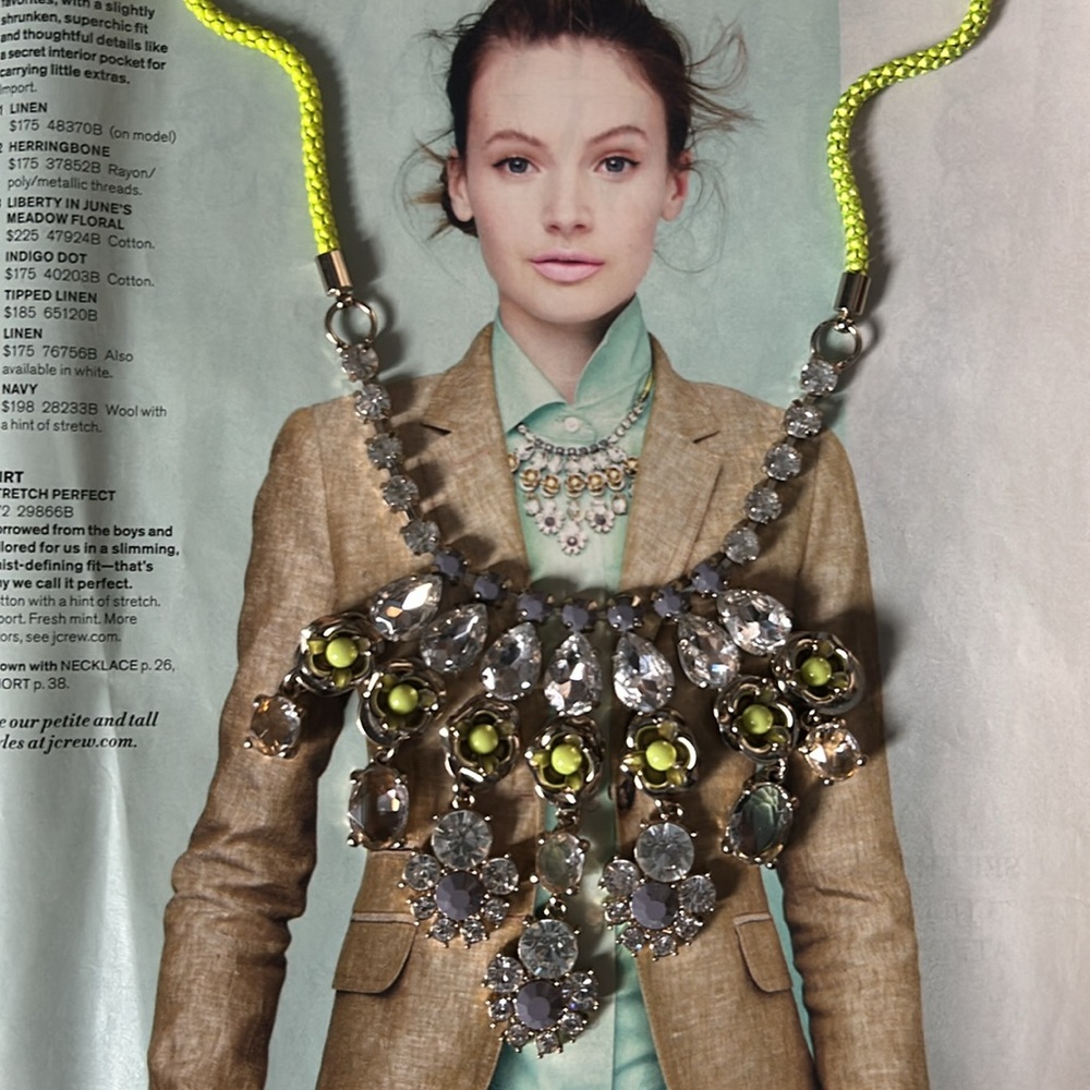 J. Crew Neon Rose Crystal Necklace